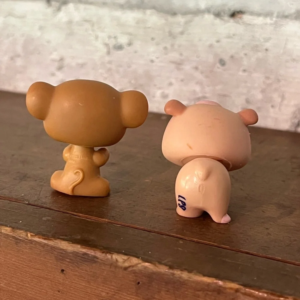 Littlest Pet Shop LPS Pair #1341 Tan And Pink‎ Stars Hamster & #324 Brown Mouse